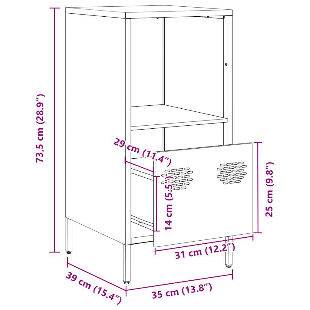 vidaXL Senkki Sinapinkeltainen 35x39x73,5 cm Kylmävalssattu teräs