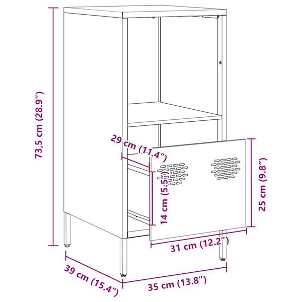 vidaXL Senkki Sinapinkeltainen 35x39x73,5 cm Kylmävalssattu teräs