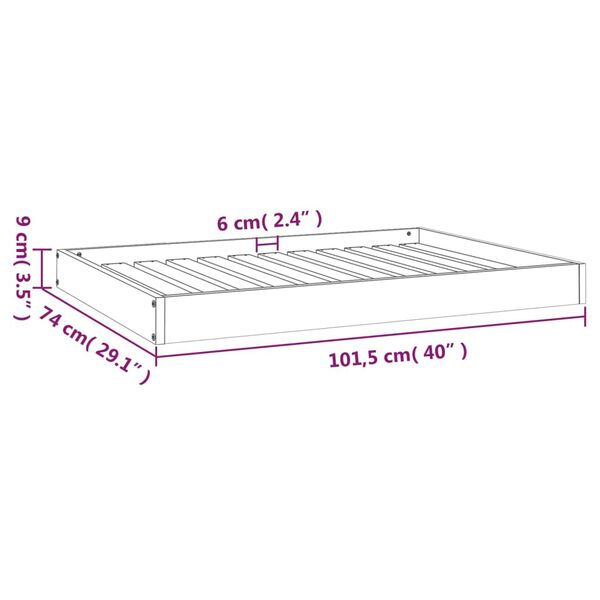 vidaXL Koiransänky 101,5x74x9 cm täysi mänty