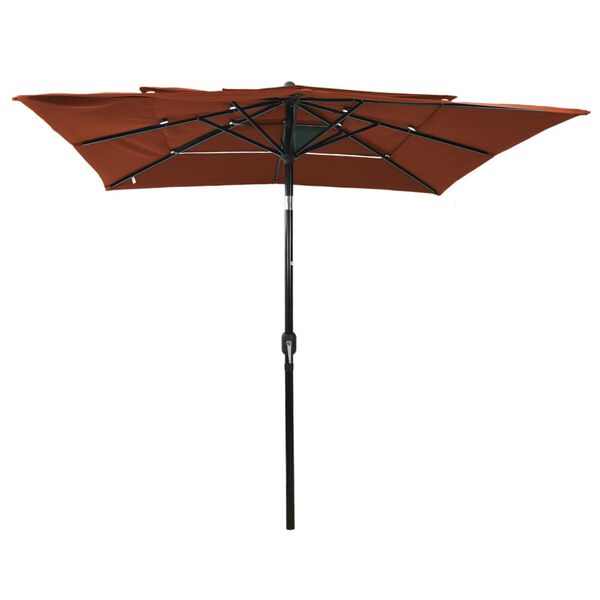 vidaXL 3-tasoinen Aurinkovarjo alumiinitolppa terrakotta 2,5x2,5 m