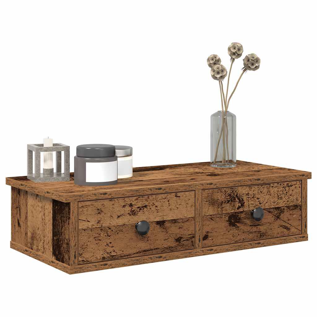 vidaXL Seinähylly laatikoilla vanha puu 60x28x15 cm tekninen puu