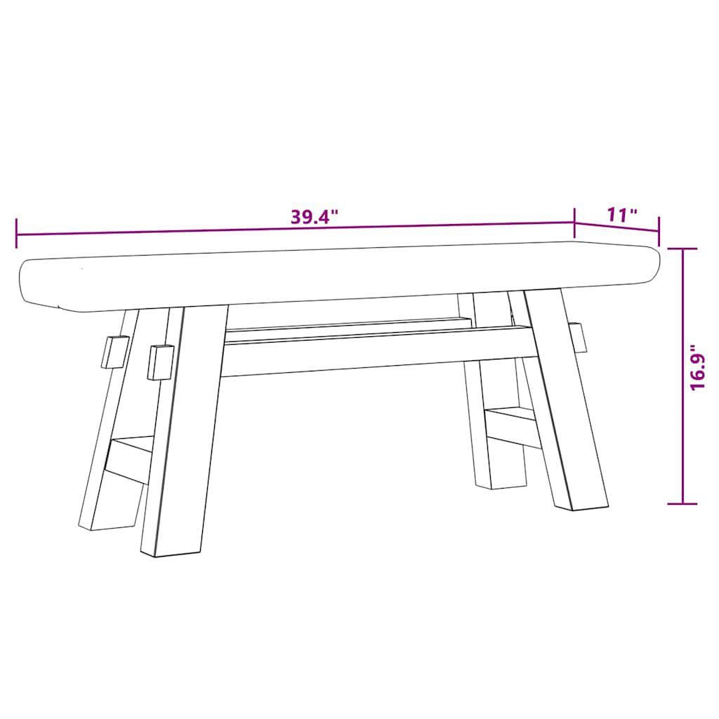 vidaXL Penkki kierrätetty puu ja täysi tiikki 100x28x43 cm