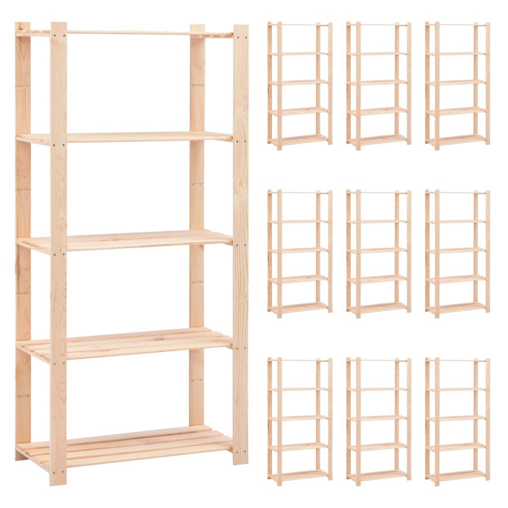 vidaXL 5-kerroksiset varastohyllyt 10 kpl 80x38x170 cm täysmänty 250kg