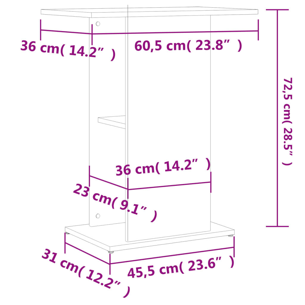vidaXL Akvaarioteline valkoinen 60,5x36x72,5 cm tekninen puu
