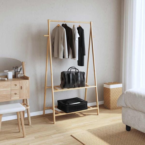 vidaXL Vaateteline hyllyillä 96x45,5x150,5 cm bambu