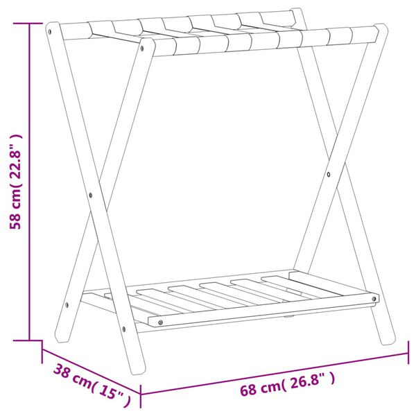 vidaXL Matkalaukkuteline 68x38x58 cm bambu