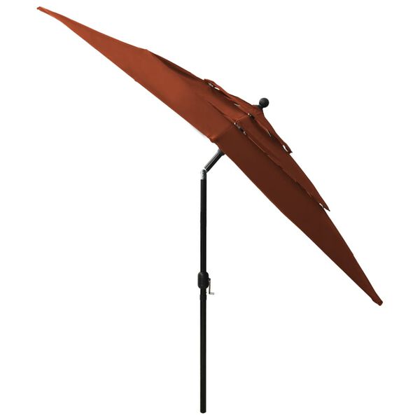 vidaXL 3-tasoinen Aurinkovarjo alumiinitolppa terrakotta 2,5x2,5 m