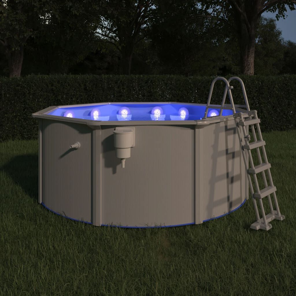 vidaXL Upotettava kelluva uima-altaan LED-valaisin kaukosäädin valk.